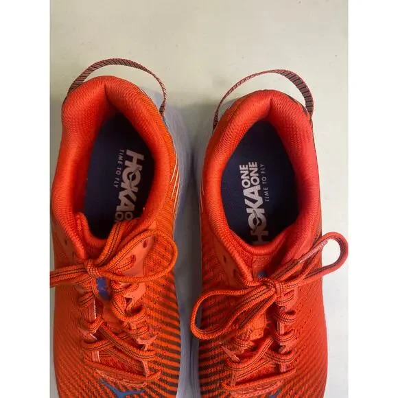 Mens Hoka Rincon 2 Red White Running Shoes Sneakers Fiesta Turkish Sea Size 8 - Picture 10 of 14